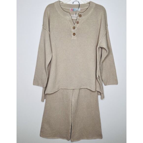 Free People Womens 2 pc Hailee Sweater Pant Matching Set Tan Size XS Neutral - Picture 2 of 8